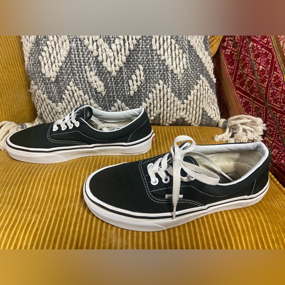 Vans Old Skool Skate Shoe Black Sz 7.5 Lace Classic  Faux Leather Ankle